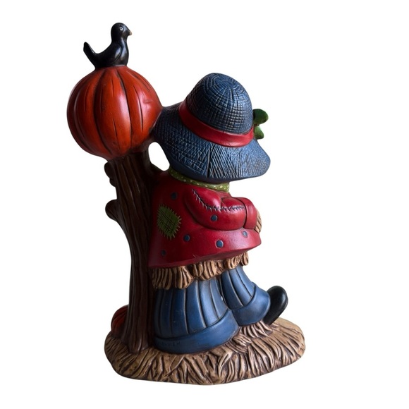 1980 Hand Painted SCARECROW WITH PUMPKINS Ceramic Tabletop Decor= 12" tall - Picture 9 of 16